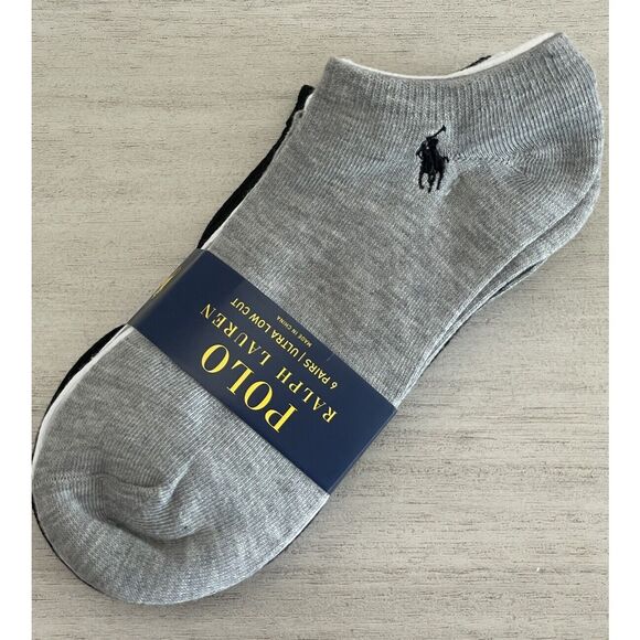 Polo Ralph Lauren Womens Ultra Low Cut Ankle Socks 6 Pairs Asst Color Size 9-11 - Picture 1 of 5